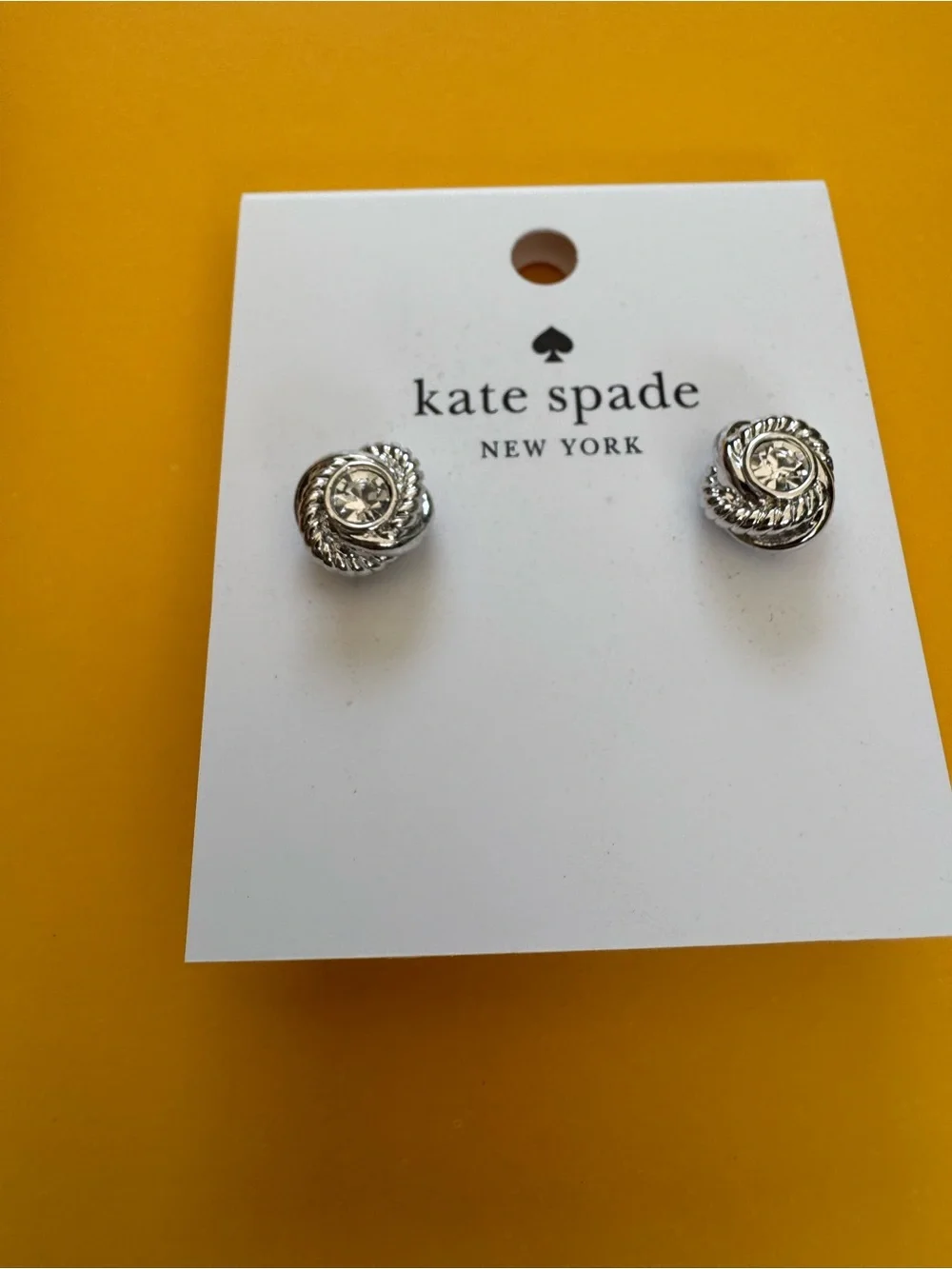 kate spade Silver Crystal Knot Stud Earrings